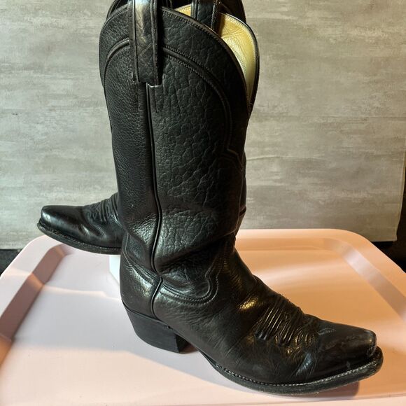 Vintage Boots & Boogie Santa Fe Men’s Black Leather Cowboy Boots Size 9.5 D main image 16
